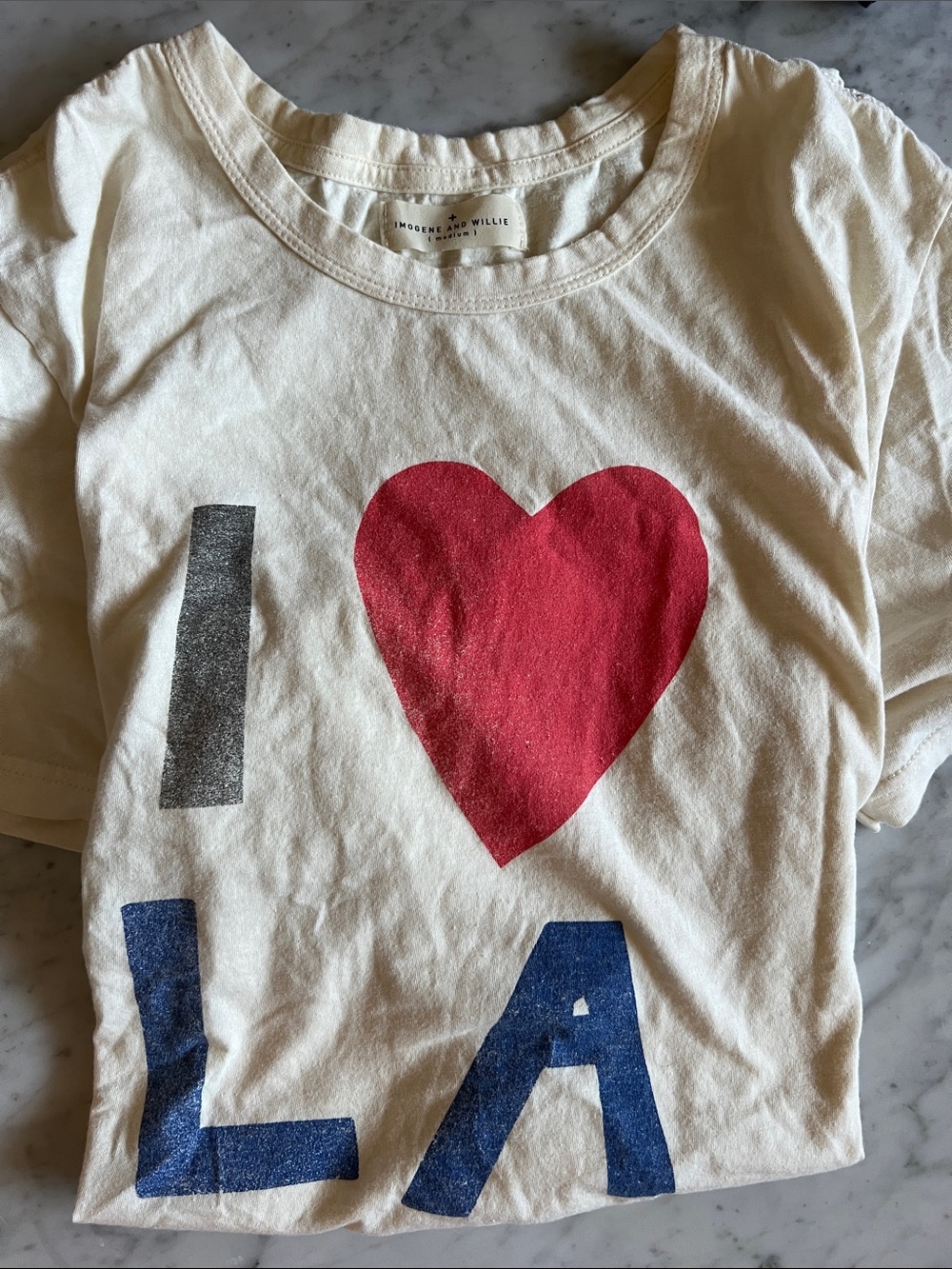 Imogene + Willie I♥ LA Graphic Tee in Cream, Red & Navy M